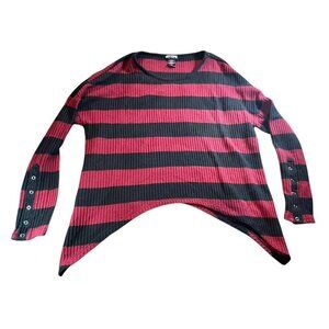Hot Topic Red + Black Asymmetrical Sweater